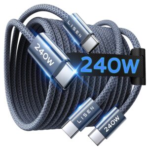 LISEN USB C to USB C Cable, 240W C to C Cable Fast Charging [6.6ft, 2-Pack]