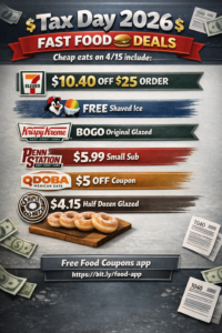 4/15 Tax Day Food Freebies and Special Deals