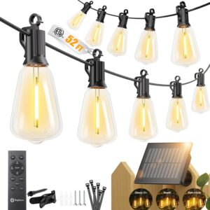 Brightown 52FT Solar String Lights Outdoor Waterproof, Patio Lights with Remote