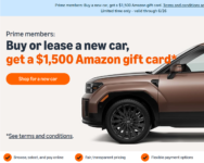 Buy or lease a new car, get a $1,500 Amazon gift card