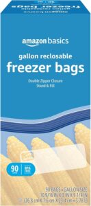 Amazon Basics Reclosable Freezer Gallon Size Bags 90Ct
