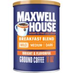 Maxwell House Breakfast Blend Ground Coffee, Light Roast, 11 Ounce