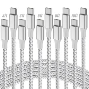 USB C to USB C Cable, 5-Pack [3/3/6/6/10FT] 60W USBC Fast Charging Cable Braided Sale
