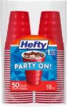 Hefty Party On Disposable Plastic Party Cups, 50 Count Sale