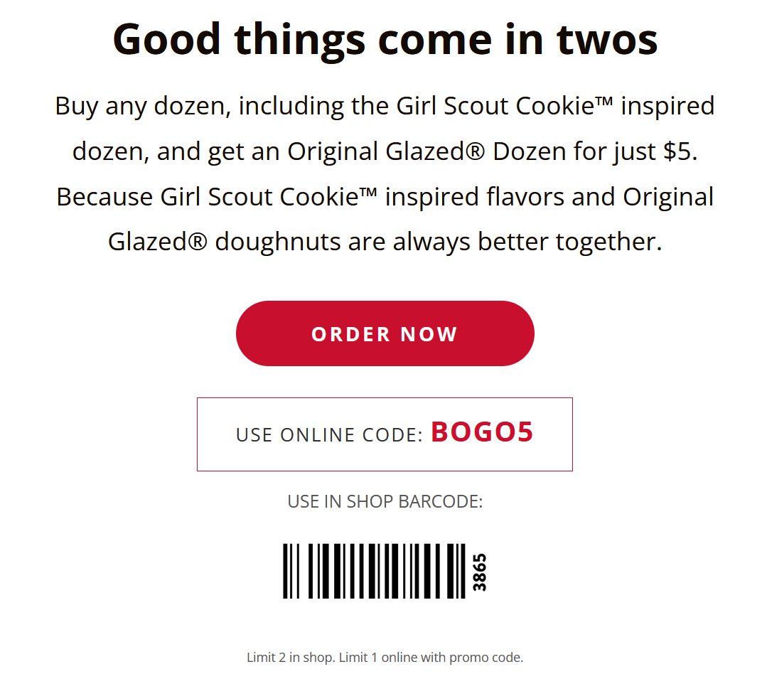 Krispy Kreme Coupon - $5 original glazed dozen when you buy any dozen Code: BOGO5