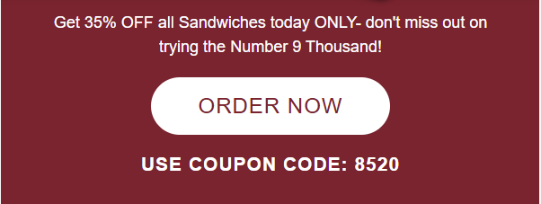 D'angelo Coupon - Today, enjoy 35% OFF all sandwiches
Use code 8520

At participating locations.