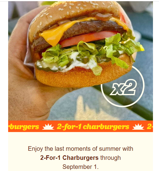 The Habit Burger Grill Coupon - 2 for 1 Charburgers for Rewards members. (Free to join)
At participating locations.