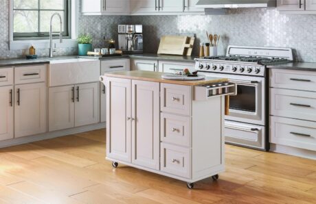 Homestyles Dolly Madison Off-White Mobile Kitchen Island Cart Sale