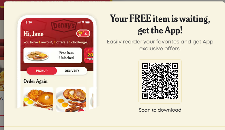 Dennys Coupon - Free Item for Rewards members. (Free to join)- Item is available on the Denny's app (free to download)
At participating locations.