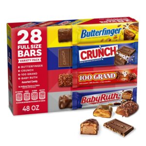 Full Sized Butterfinger, CRUNCH, Baby Ruth, 100 Grand Candy Bars 28 Ct