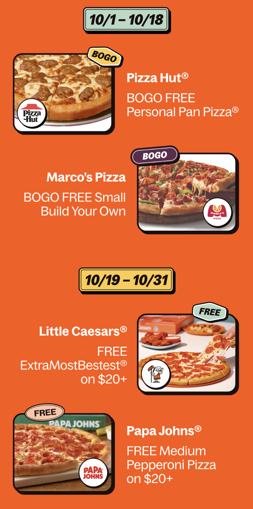 Grubhub Coupon - October 2026 Month long Pizza Deals