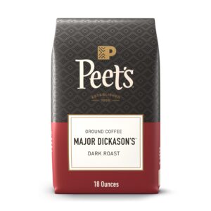 Peet's Coffee Ground Coffee Dark Roast, Major Dickason's Blend, 18 Ounces