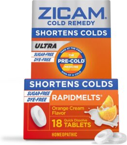 Zicam Ultra Cold Remedy Zinc Rapidmelts, Orange Cream Flavor, 18 Count Sale